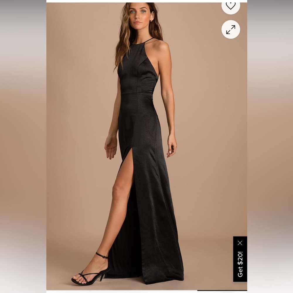 Elegant Black Satin dress with open back